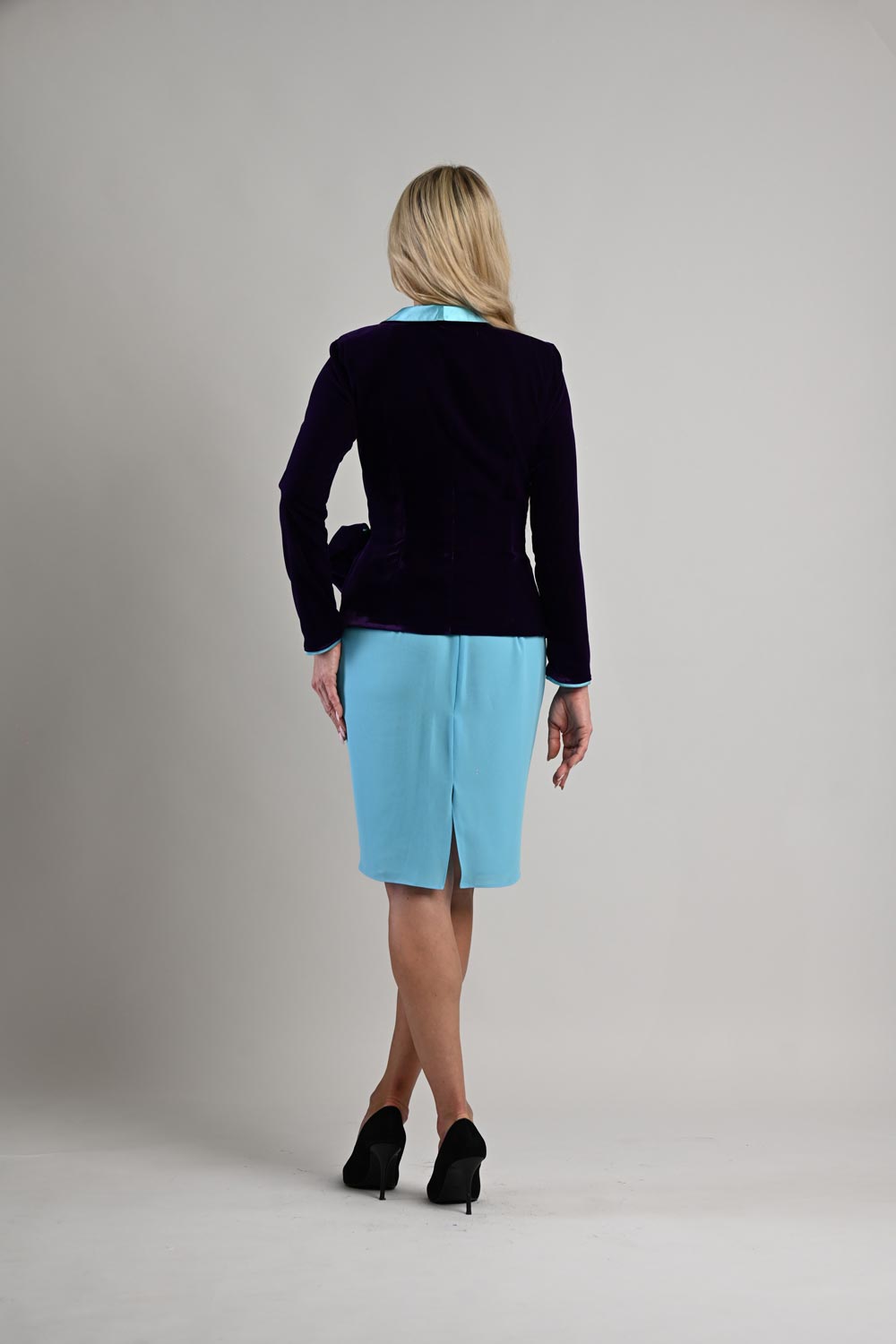 Turquoise Chiffon Pencil Skirt