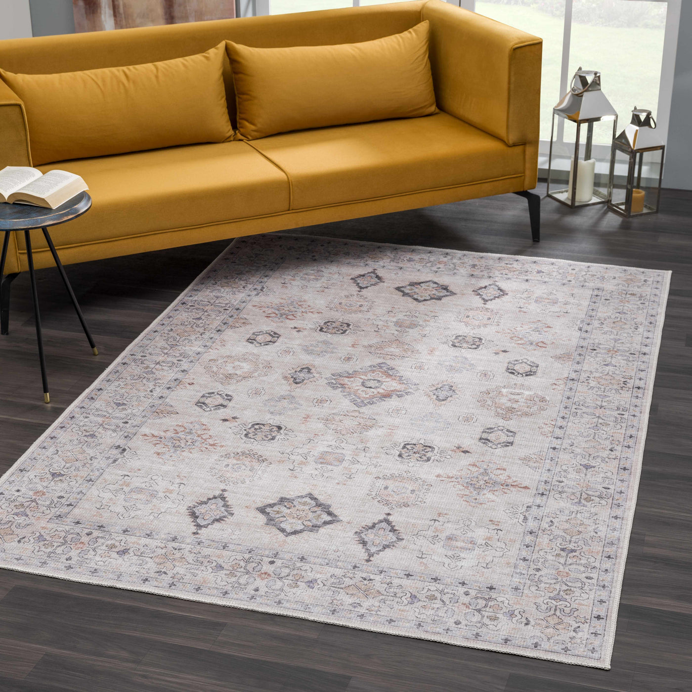 Beige Beckett Vintage Washable Area Rug