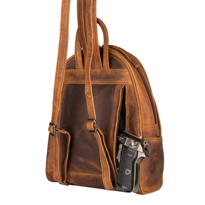 Concealed Carry RFID Daisy Leather Backpack by Lady Conceal