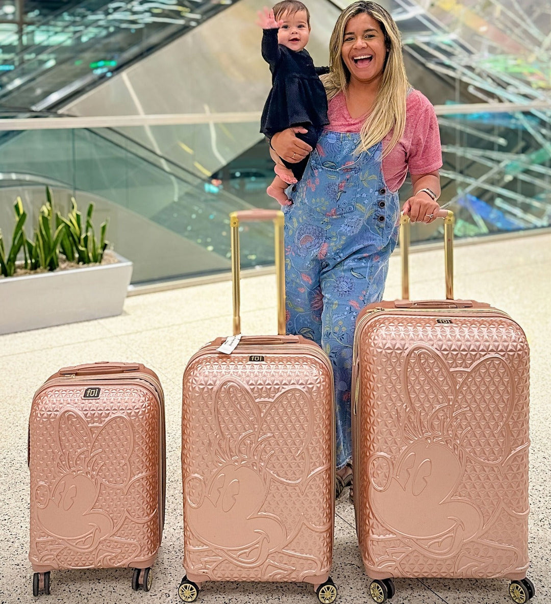 Disney Minnie Mouse FŪL 25" Luggage Spinner Rose Gold