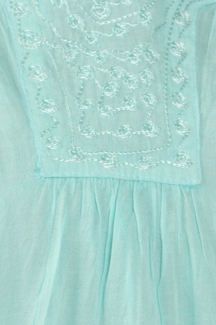 Sakkas Embroidered 100% Cotton Semi-Sheer Short Sleeve Gauzy Top / Blouse