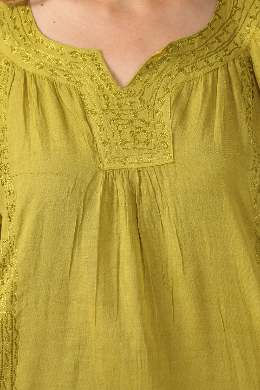 Sakkas Embroidered 100% Cotton Semi-Sheer Short Sleeve Gauzy Top / Blouse