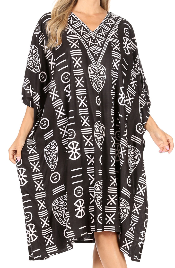 Sakkas Trina Women's Casual Loose Beach Poncho Caftan Dress Cover-up Many Print