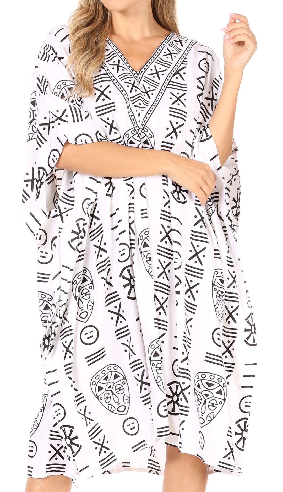 Sakkas Trina Women's Casual Loose Beach Poncho Caftan Dress Cover-up Many Print