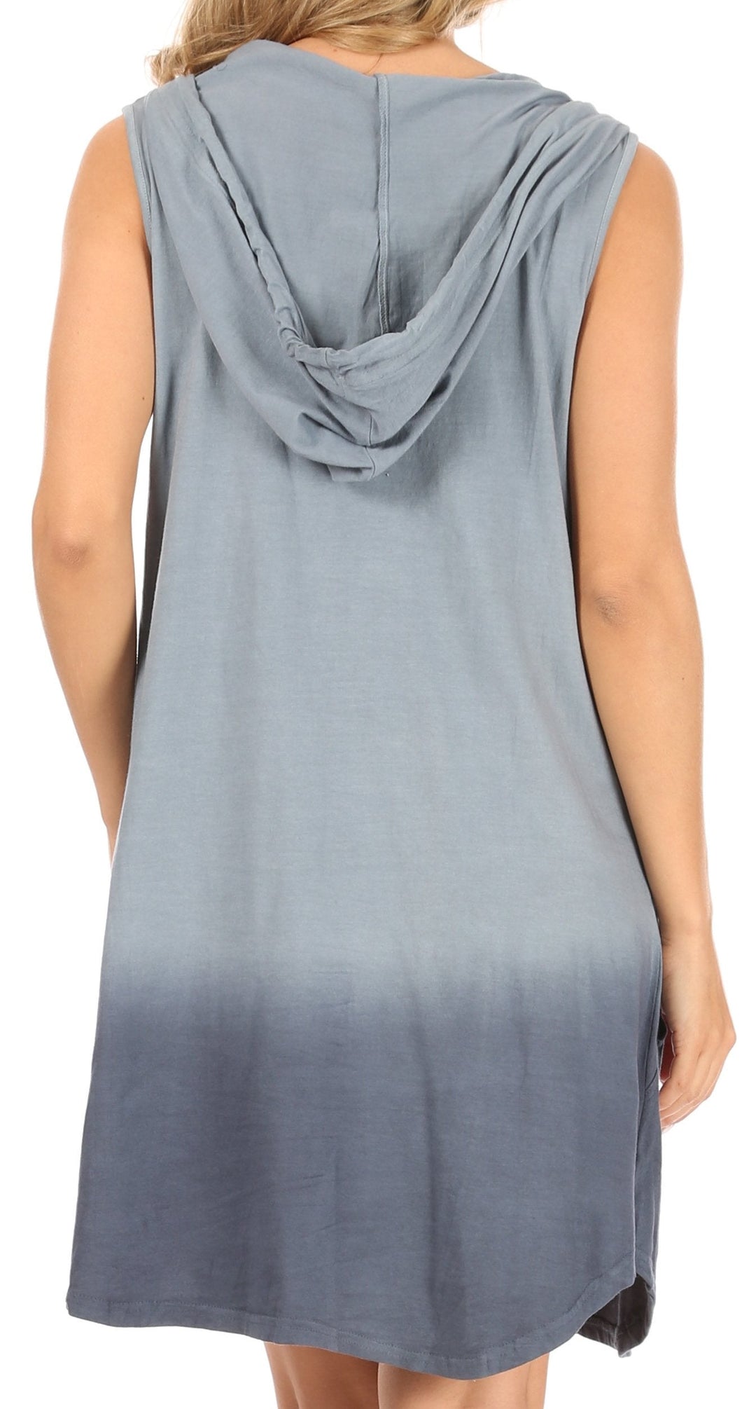 Sakkas Andrea Women's Casual Summer Cover-up Sleeveless Hoodie Dress Knit Tie-dye