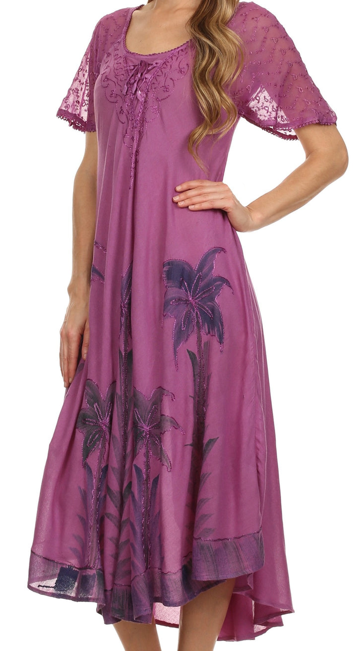Sakkas Kai Palm Tree Caftan Tank Dress / Cover Up