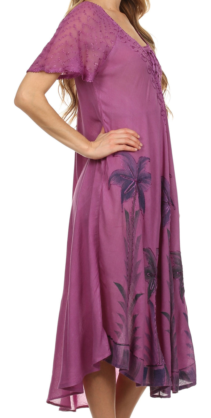 Sakkas Kai Palm Tree Caftan Tank Dress / Cover Up