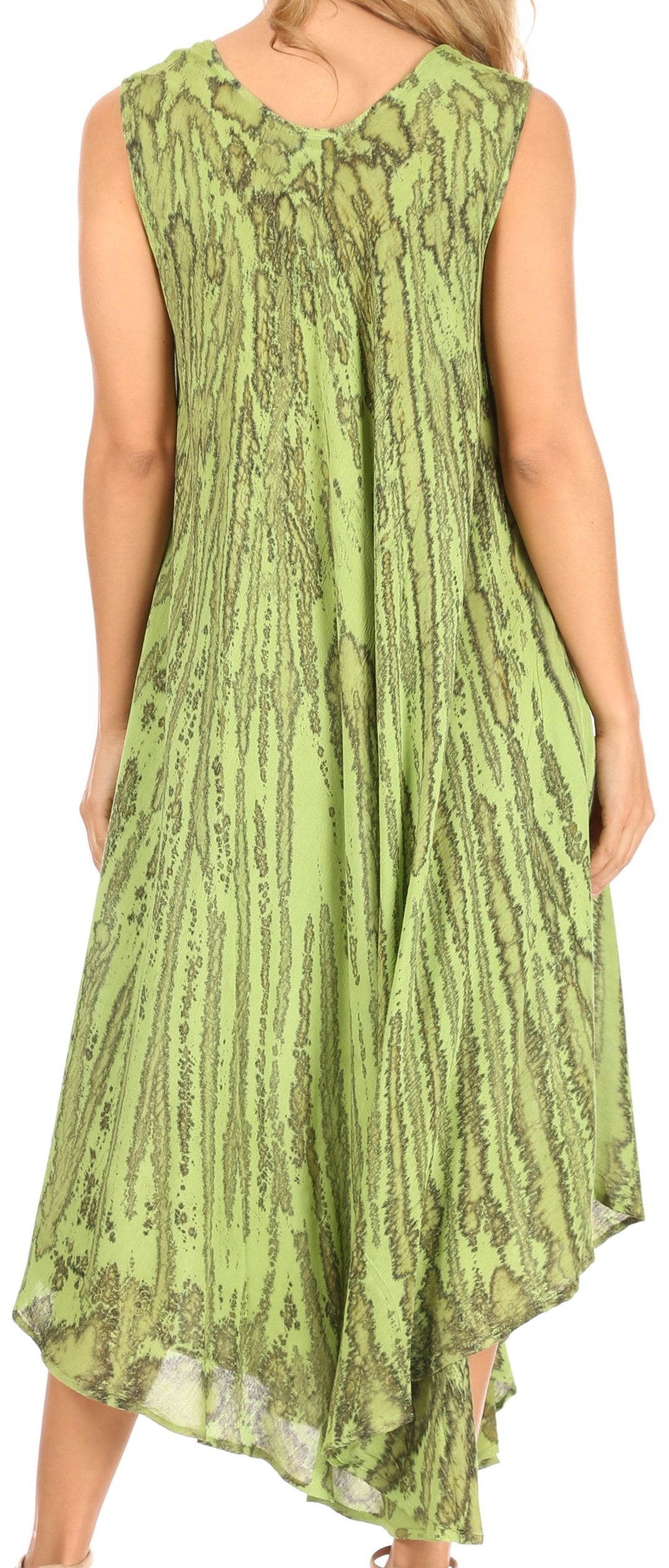 Sakkas Kara Long Draped Sleeveless Marbled Caftan Dress / Cover Up