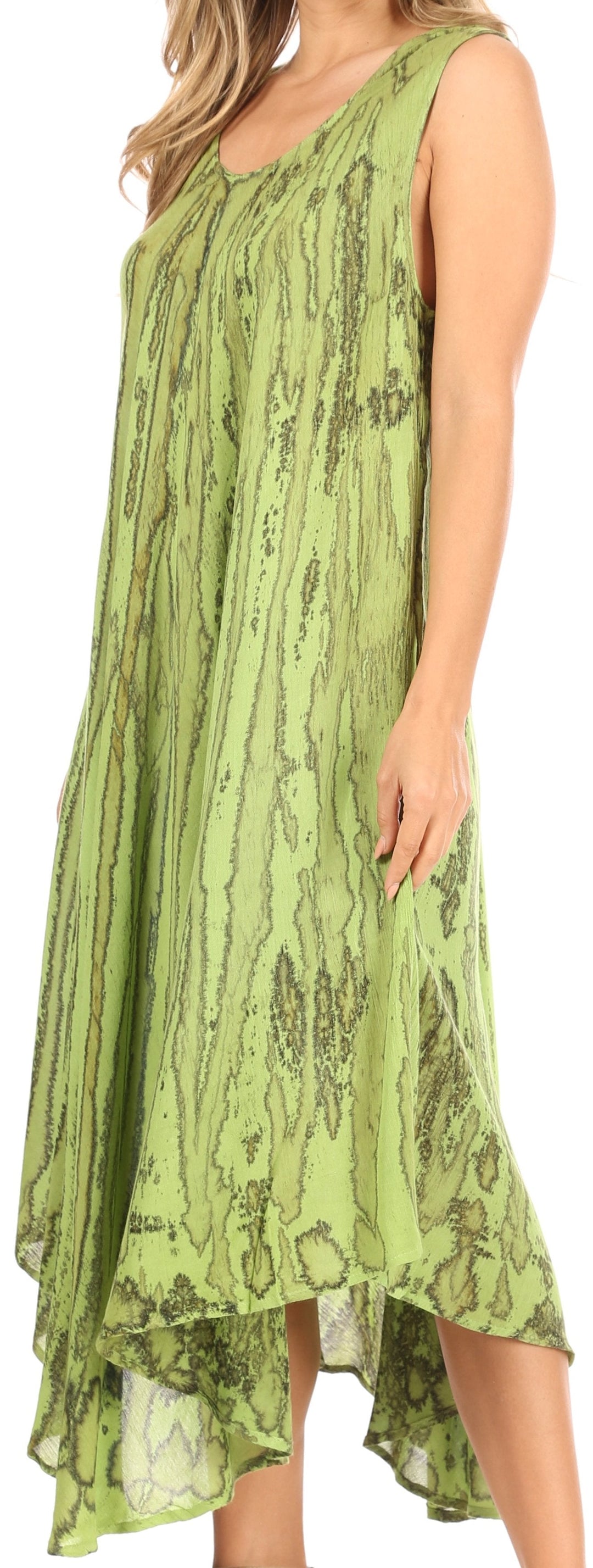 Sakkas Kara Long Draped Sleeveless Marbled Caftan Dress / Cover Up