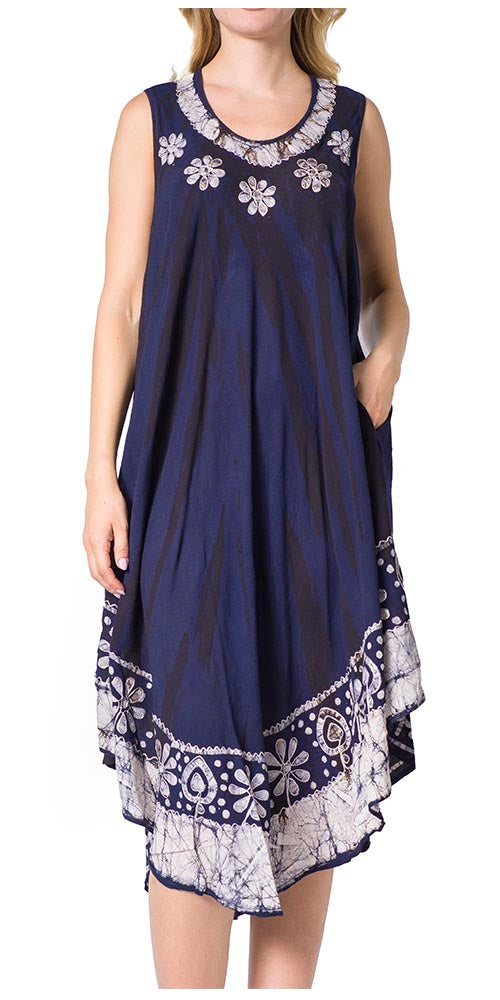 Sakkas Alexis Embroidered Long Sleeveless Floral Caftan Dress / Cover Up