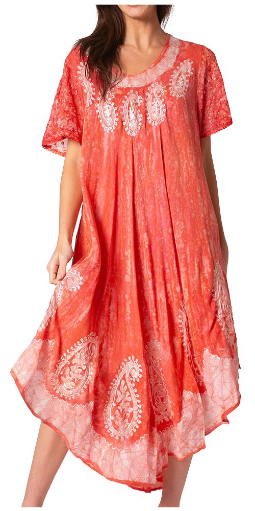 Sakkas  Bree Long Embroidered Cap Sleeve Marbled Dress