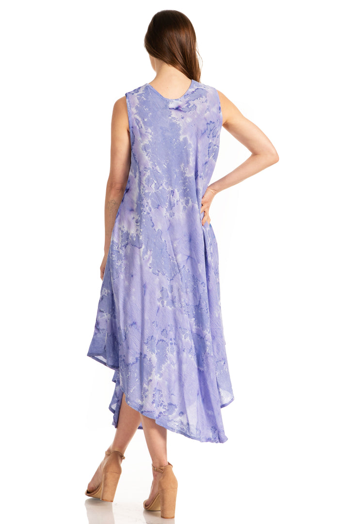 Sakkas Laeila Tie Dye Washed Long Sleeveless Tank Top Caftan Dress / Cover Up