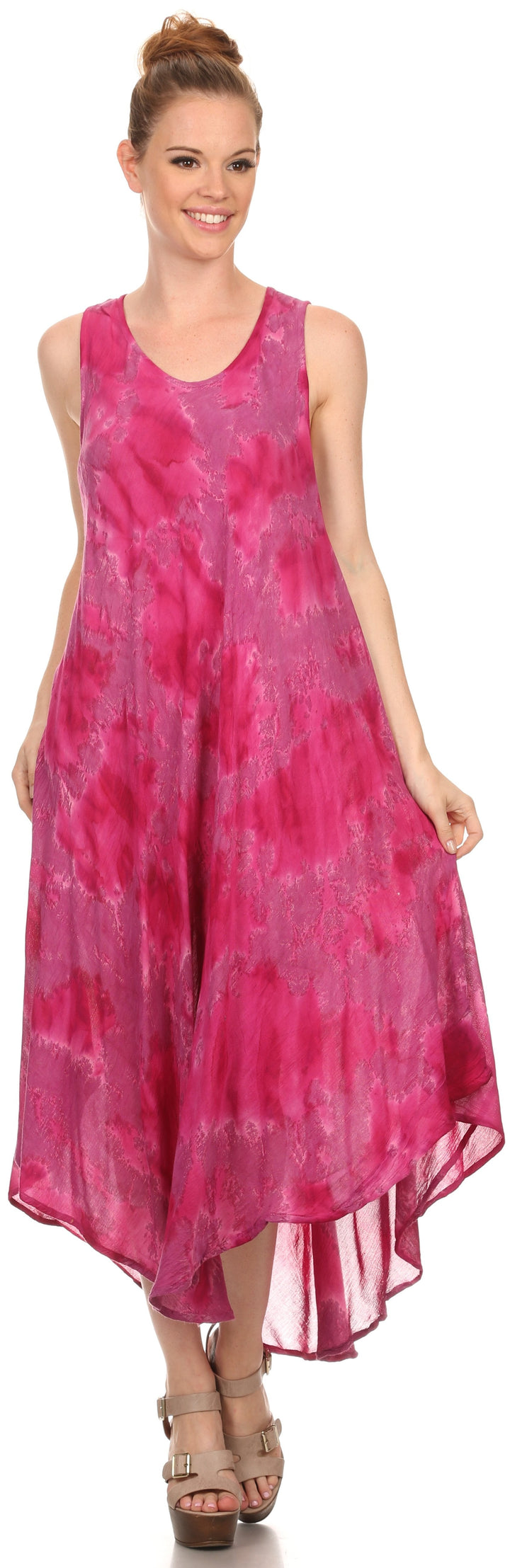 Sakkas Laeila Tie Dye Washed Long Sleeveless Tank Top Caftan Dress / Cover Up