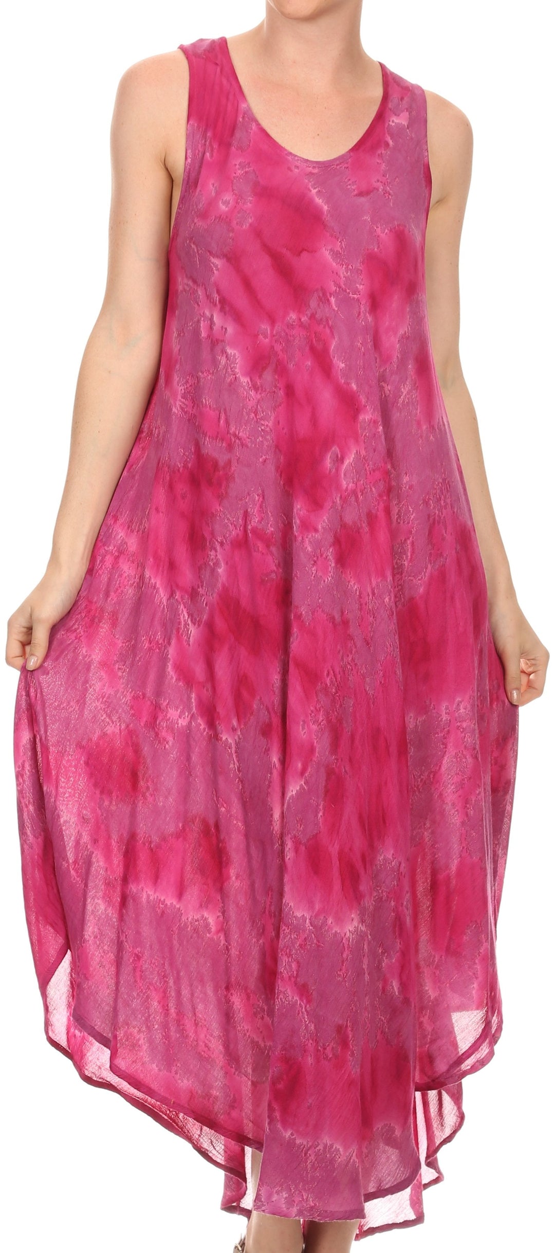 Sakkas Laeila Tie Dye Washed Long Sleeveless Tank Top Caftan Dress / Cover Up