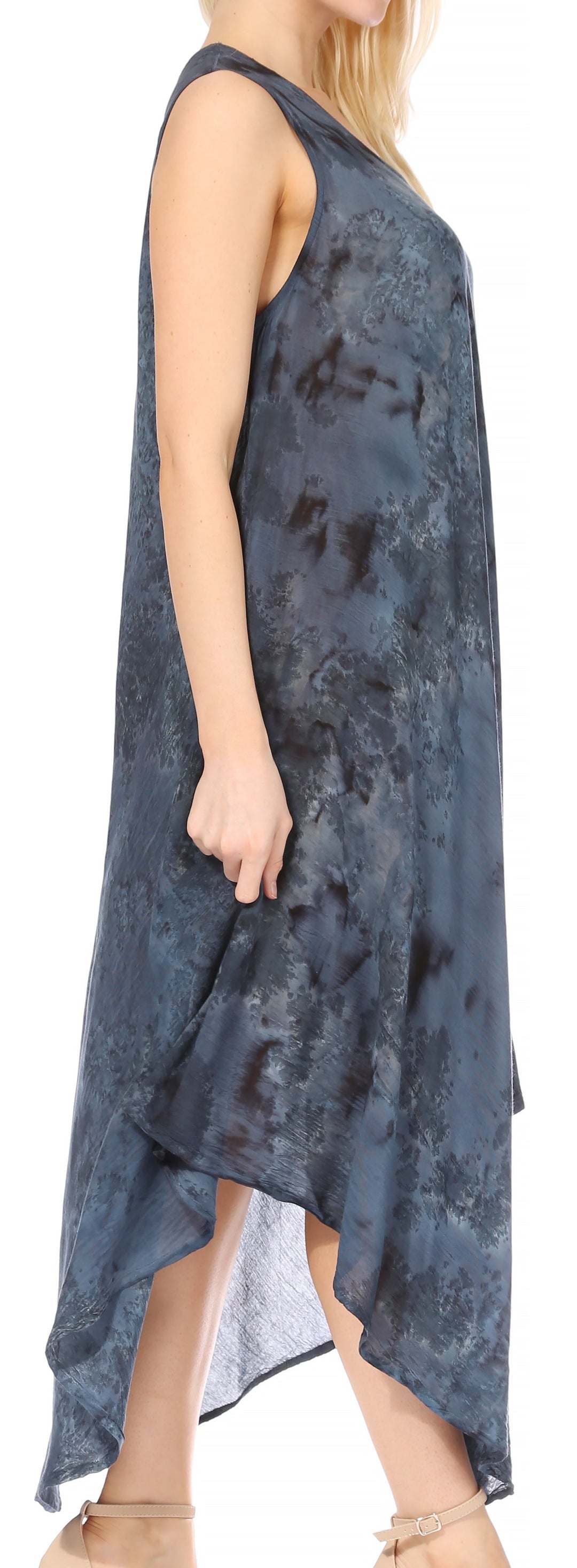 Sakkas Laeila Tie Dye Washed Long Sleeveless Tank Top Caftan Dress / Cover Up