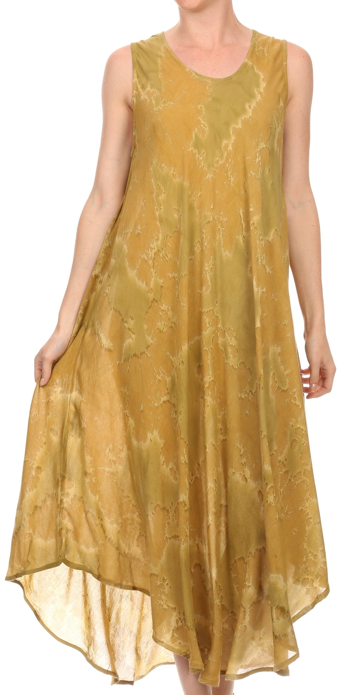 Sakkas Laeila Tie Dye Washed Long Sleeveless Tank Top Caftan Dress / Cover Up