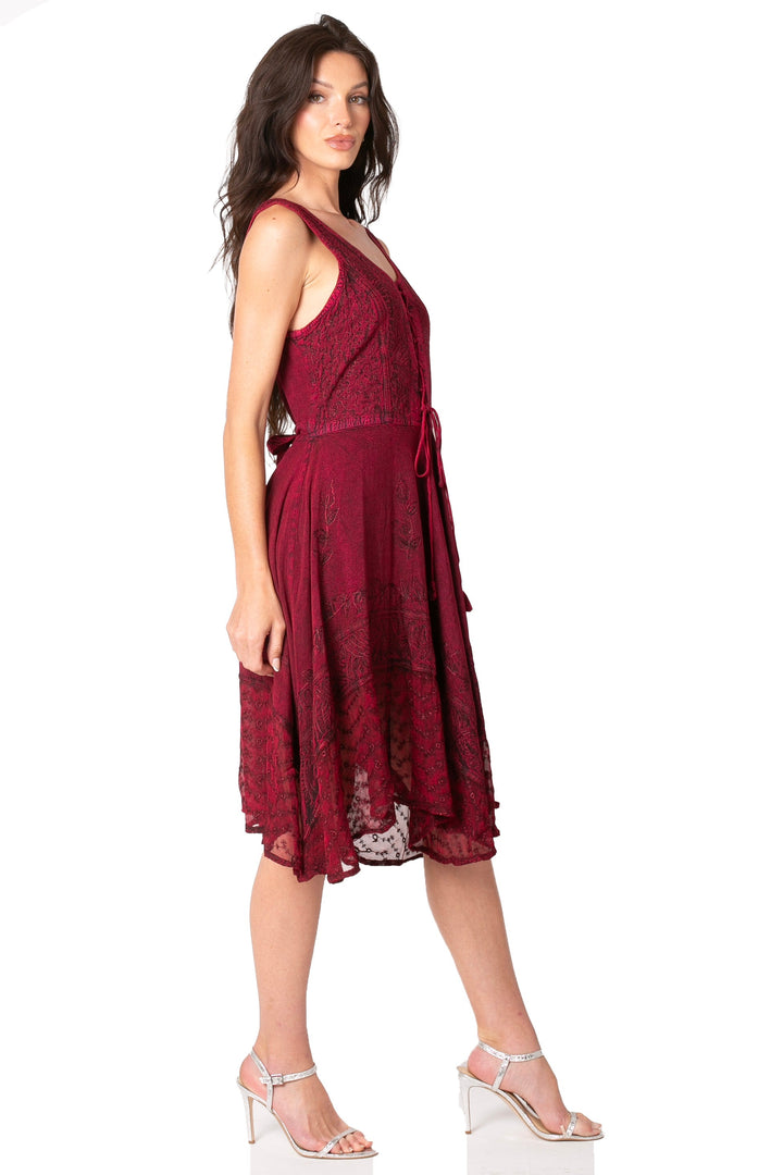 Sakkas Magdilena Stonewashed Corset Front Embroidered Dress
