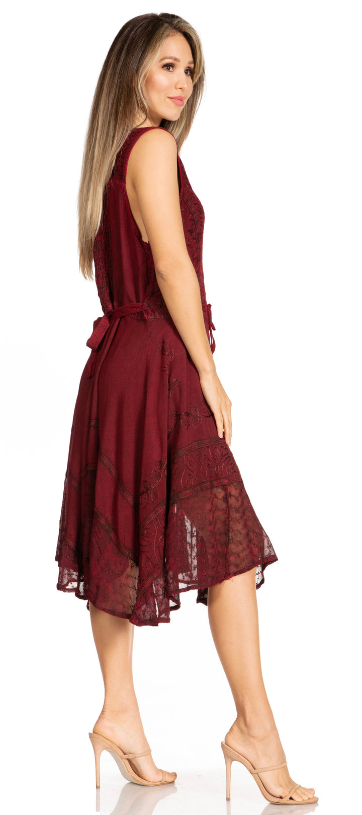 Sakkas Magdilena Stonewashed Corset Front Embroidered Dress