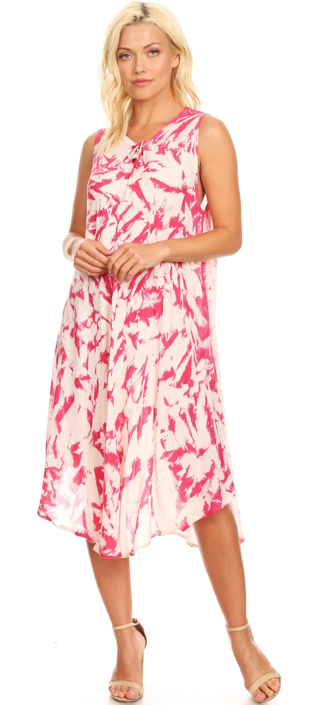 Sakkas Anni Women's Summer Casual Midi Sleeveless Loose Tie-dye Tank Sundress