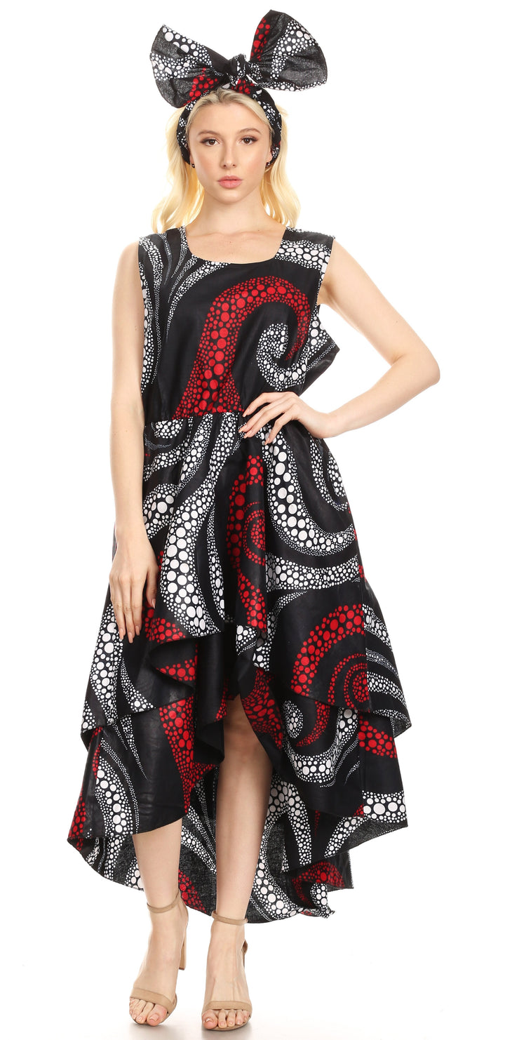 Sakkas Emalia Women's Sleeveless Cocktail High Low Hem Dress with Pockets Chambray