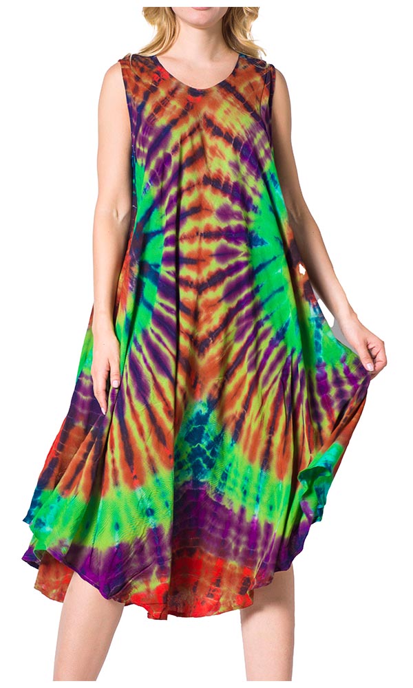Sakkas Neja Women's Casual Maxi Summer Sleeveless Loose Fit Tie Dye Tank Dress