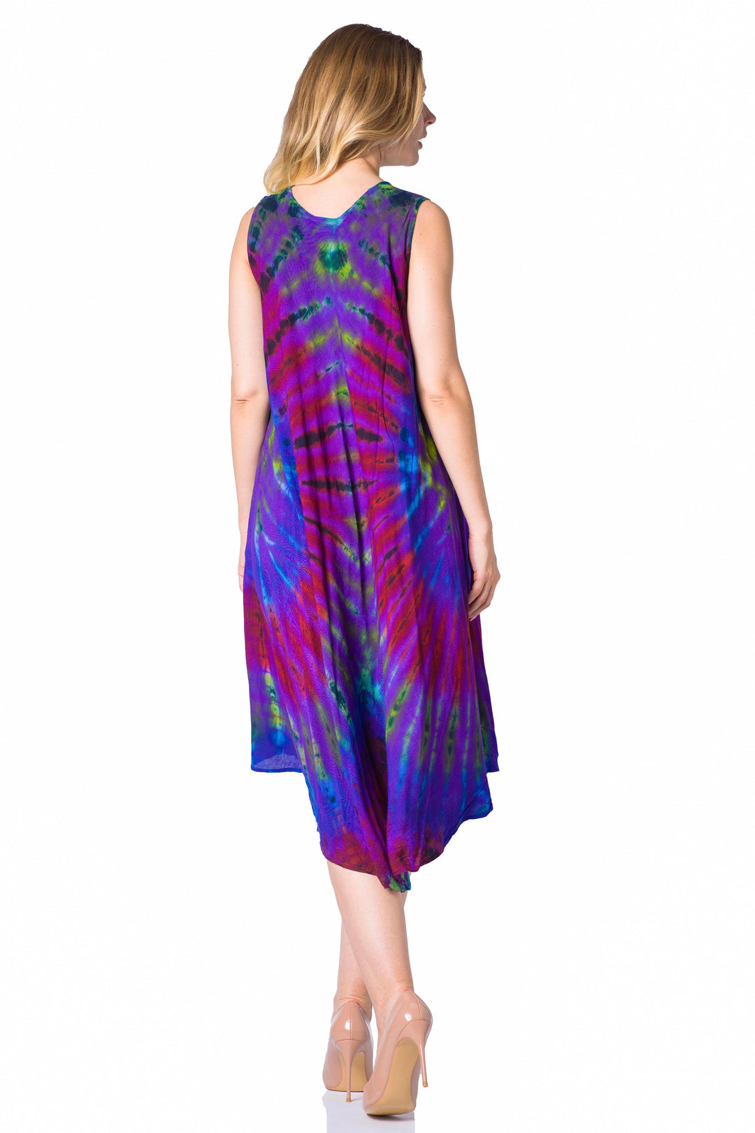 Sakkas Neja Women's Casual Maxi Summer Sleeveless Loose Fit Tie Dye Tank Dress