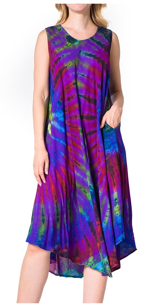 Sakkas Neja Women's Casual Maxi Summer Sleeveless Loose Fit Tie Dye Tank Dress