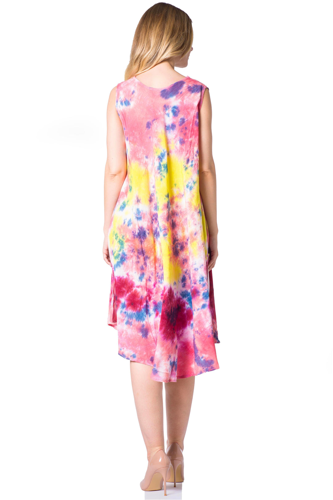 Sakkas Neja Women's Casual Maxi Summer Sleeveless Loose Fit Tie Dye Tank Dress