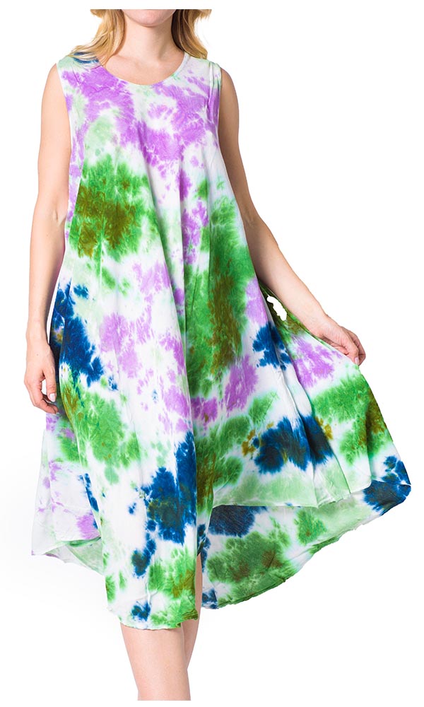 Sakkas Neja Women's Casual Maxi Summer Sleeveless Loose Fit Tie Dye Tank Dress