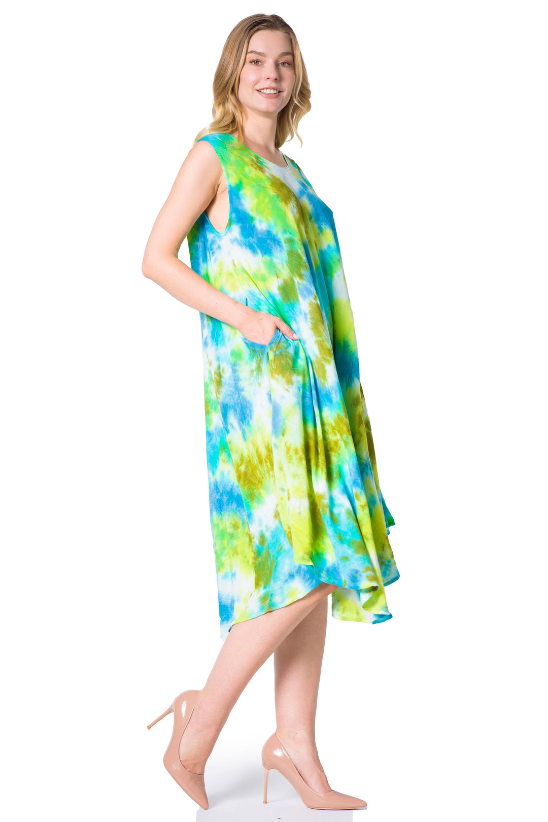 Sakkas Neja Women's Casual Maxi Summer Sleeveless Loose Fit Tie Dye Tank Dress