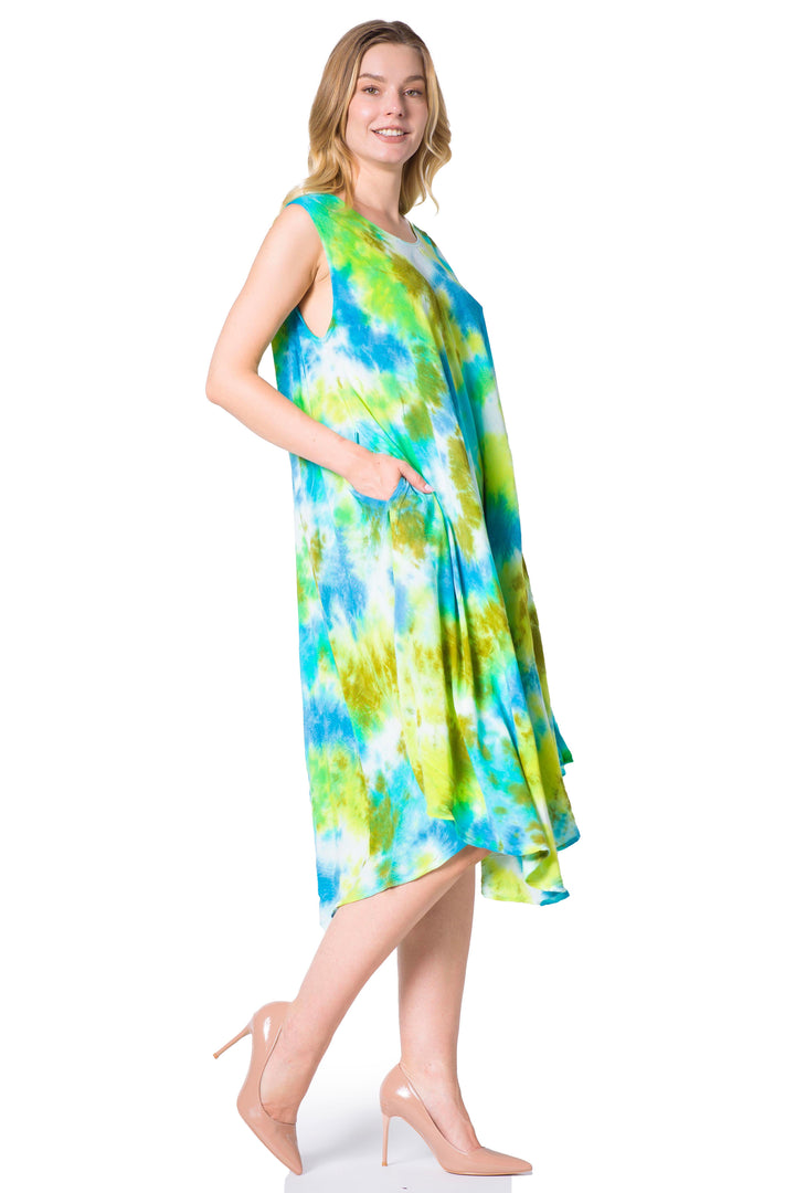 Sakkas Neja Women's Casual Maxi Summer Sleeveless Loose Fit Tie Dye Tank Dress