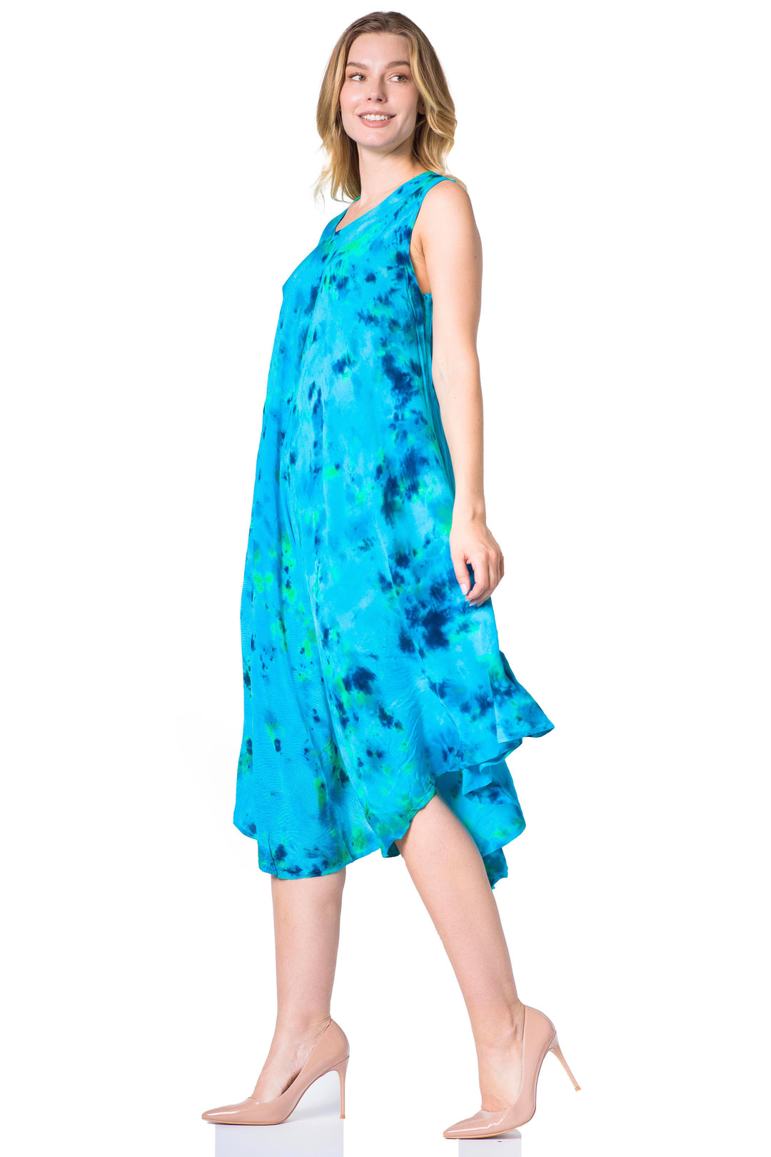 Sakkas Neja Women's Casual Maxi Summer Sleeveless Loose Fit Tie Dye Tank Dress