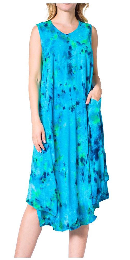 Sakkas Neja Women's Casual Maxi Summer Sleeveless Loose Fit Tie Dye Tank Dress