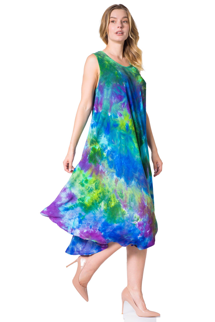 Sakkas Neja Women's Casual Maxi Summer Sleeveless Loose Fit Tie Dye Tank Dress