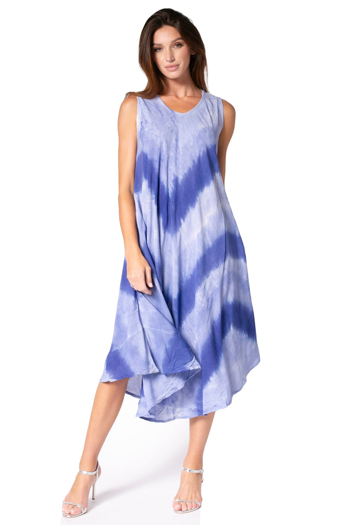Sakkas Neja Women's Casual Maxi Summer Sleeveless Loose Fit Tie Dye Tank Dress