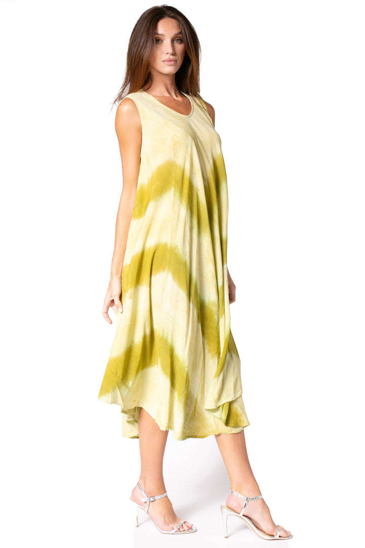Sakkas Neja Women's Casual Maxi Summer Sleeveless Loose Fit Tie Dye Tank Dress
