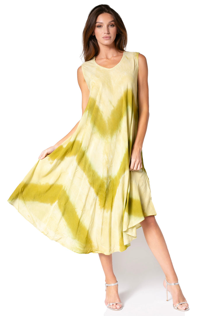 Sakkas Neja Women's Casual Maxi Summer Sleeveless Loose Fit Tie Dye Tank Dress