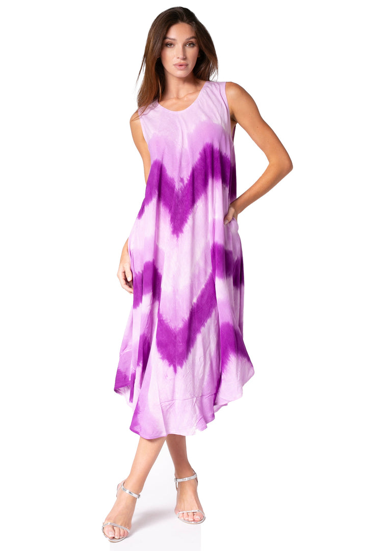 Sakkas Neja Women's Casual Maxi Summer Sleeveless Loose Fit Tie Dye Tank Dress