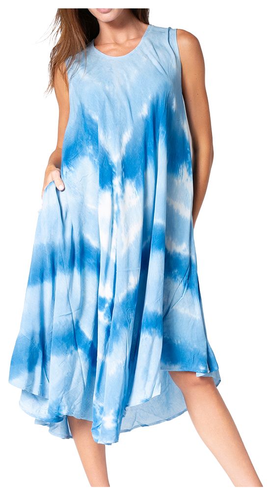 Sakkas Neja Women's Casual Maxi Summer Sleeveless Loose Fit Tie Dye Tank Dress