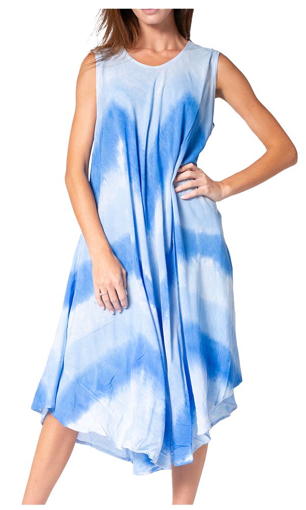 Sakkas Neja Women's Casual Maxi Summer Sleeveless Loose Fit Tie Dye Tank Dress