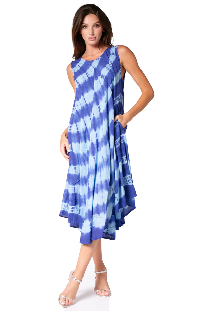 Sakkas Neja Women's Casual Maxi Summer Sleeveless Loose Fit Tie Dye Tank Dress