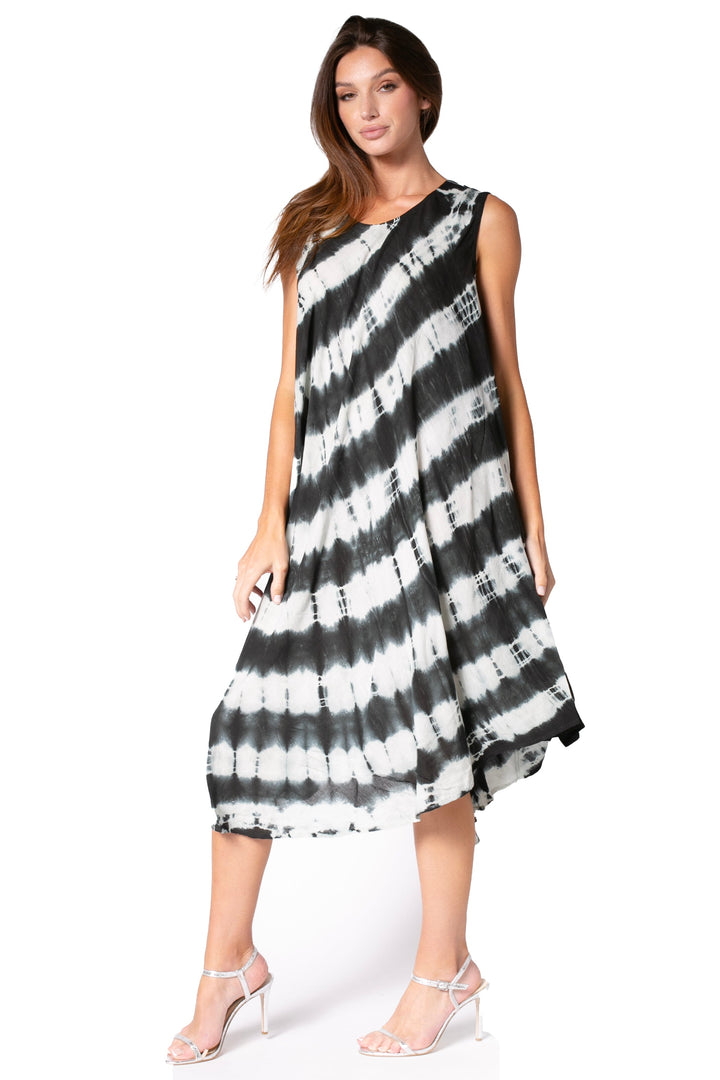 Sakkas Neja Women's Casual Maxi Summer Sleeveless Loose Fit Tie Dye Tank Dress