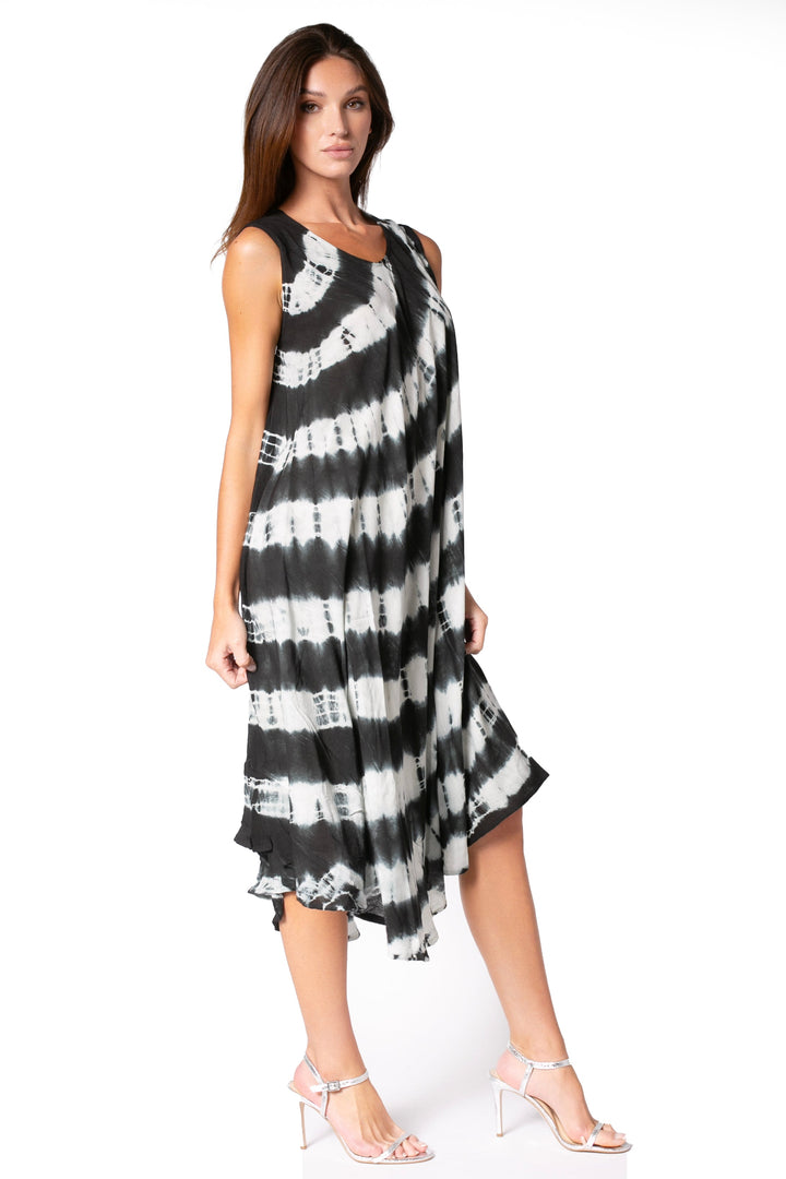 Sakkas Neja Women's Casual Maxi Summer Sleeveless Loose Fit Tie Dye Tank Dress