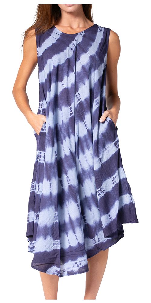 Sakkas Neja Women's Casual Maxi Summer Sleeveless Loose Fit Tie Dye Tank Dress