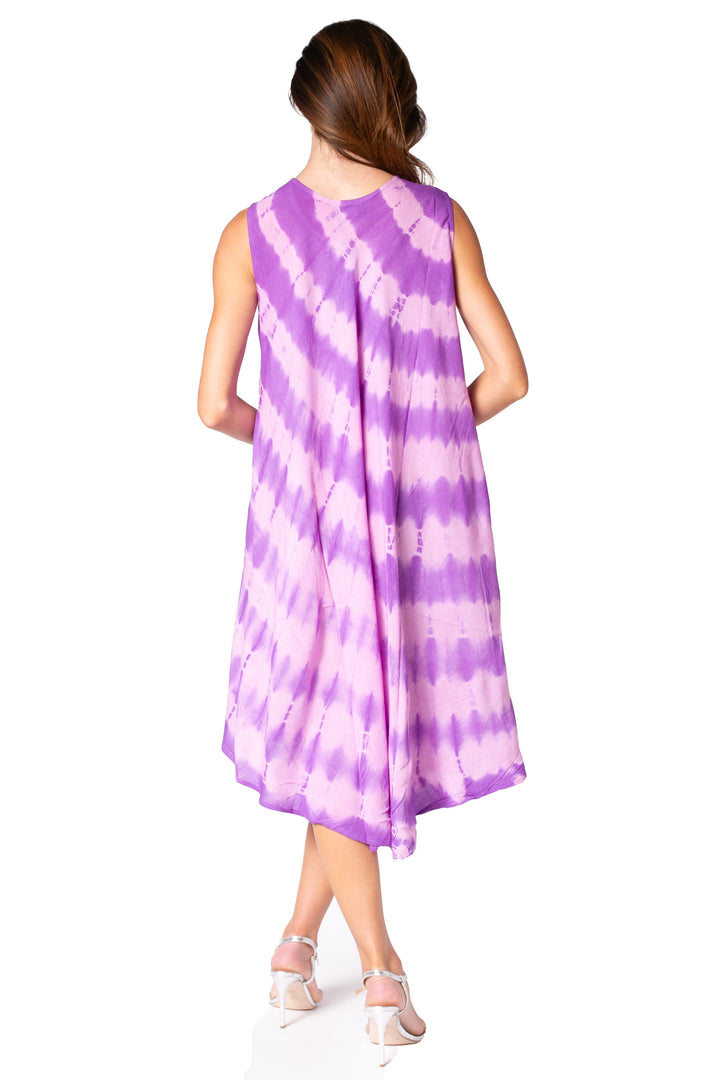 Sakkas Neja Women's Casual Maxi Summer Sleeveless Loose Fit Tie Dye Tank Dress