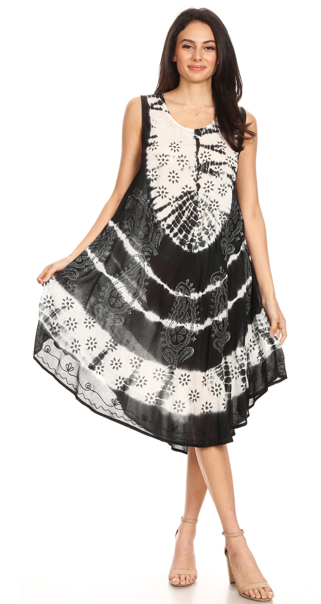 Sakkas Ambra Women's Casual Maxi Tie Dye Sleeveless Loose Tank Cover-up Dress