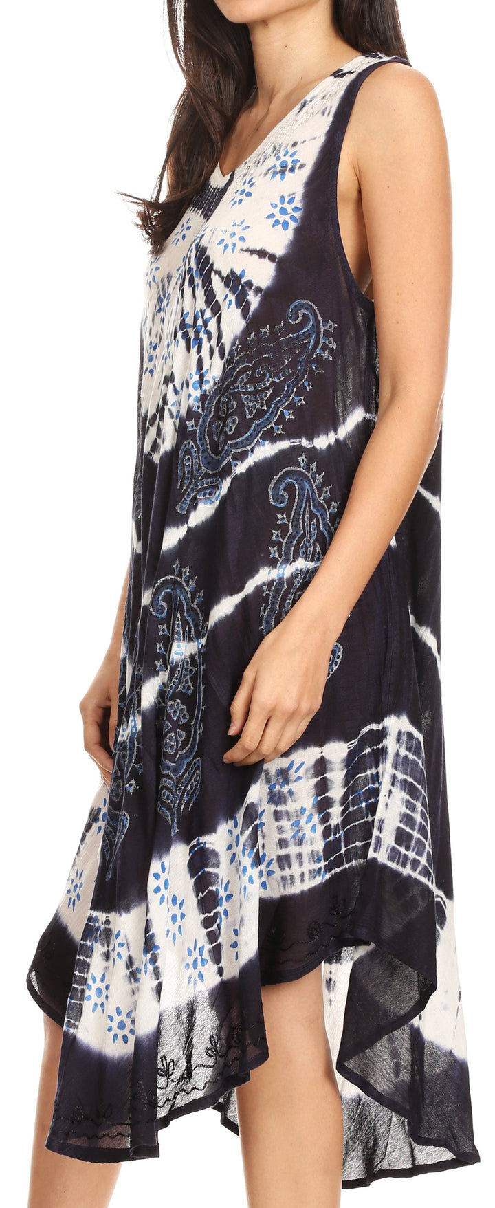 Sakkas Ambra Women's Casual Maxi Tie Dye Sleeveless Loose Tank Cover-up Dress
