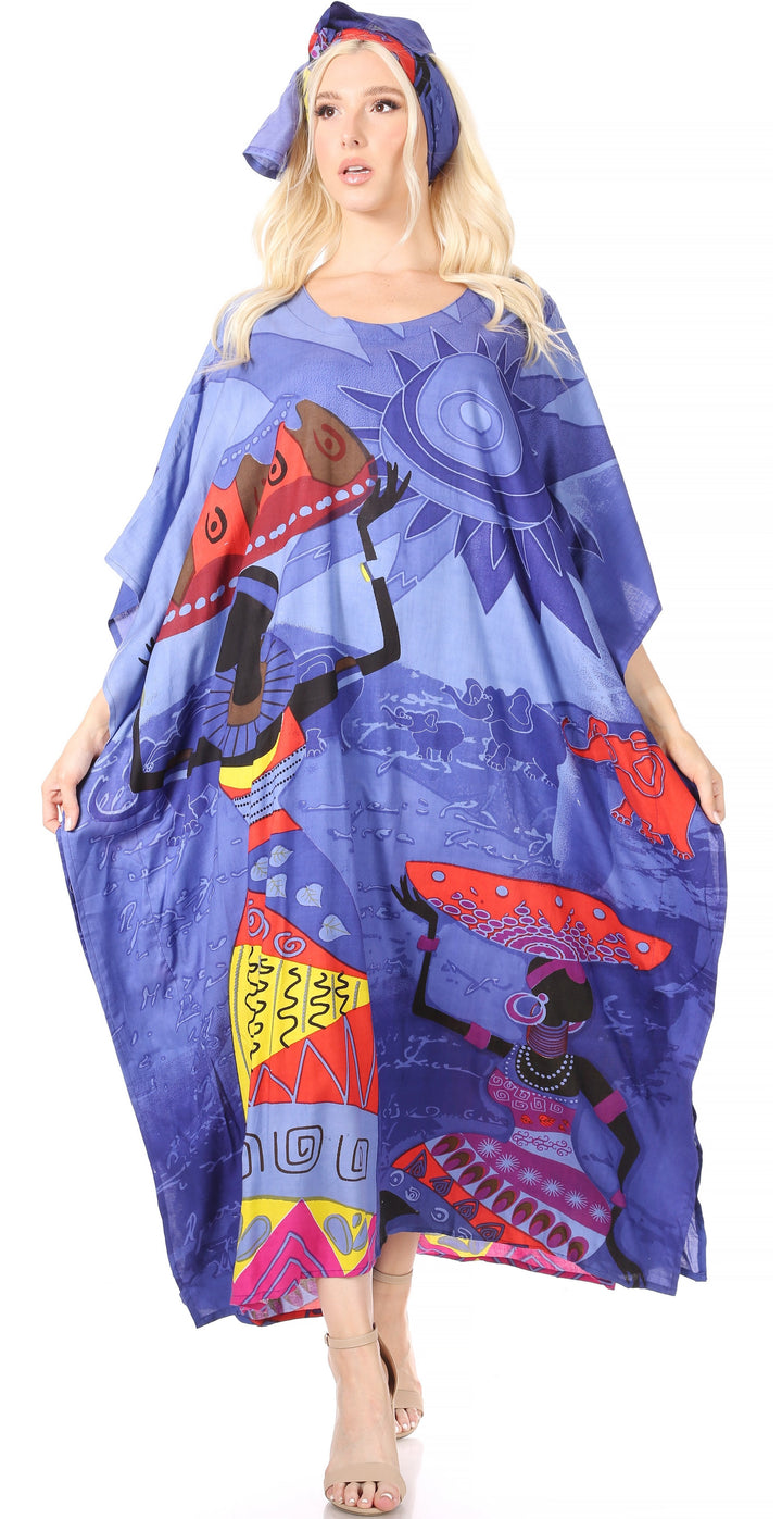 Sakkas Mera Women's Long Loose Short Sleeve Summer Casual Caftan Kaftan Dress