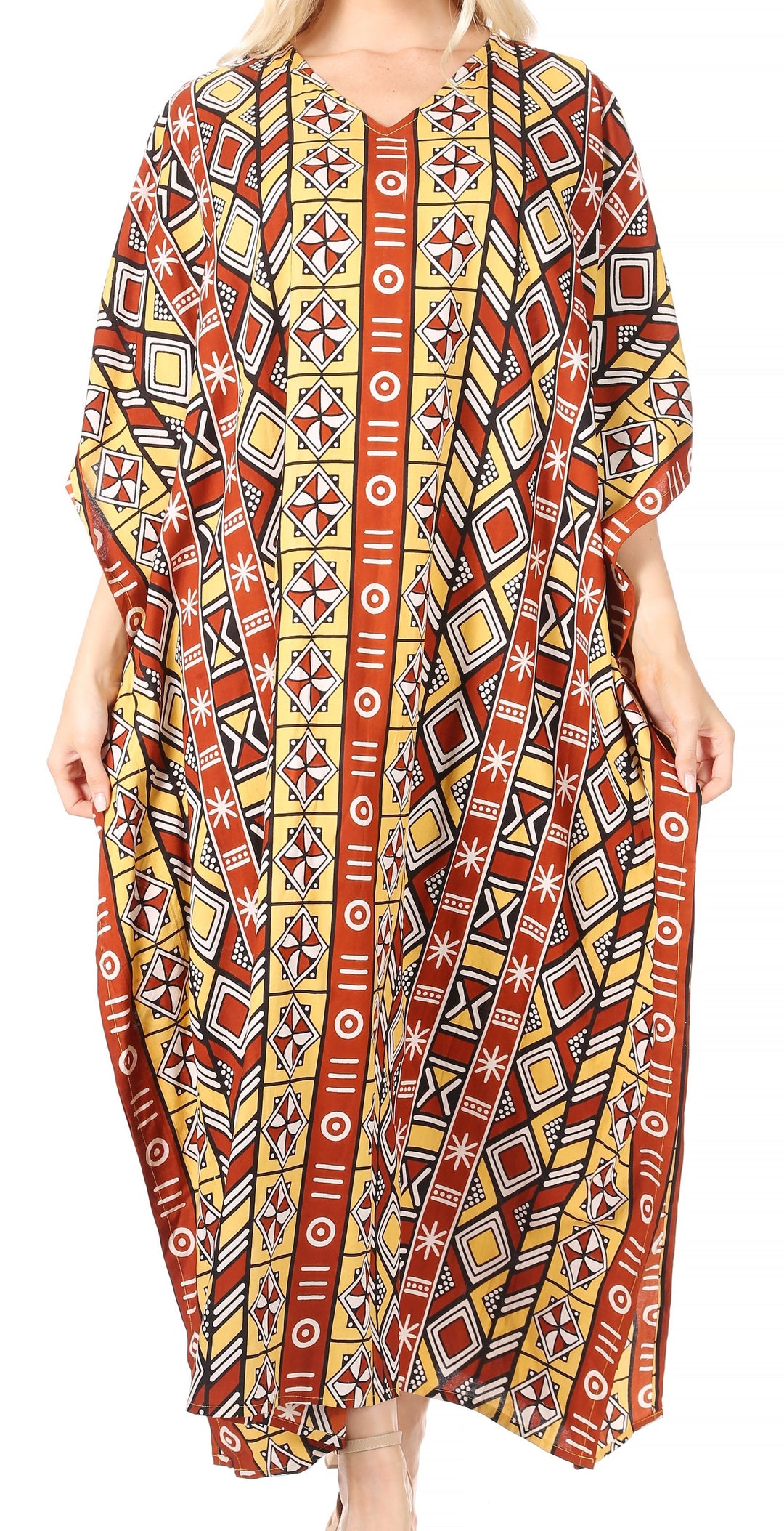 Sakkas Mera Women's Long Loose Short Sleeve Summer Casual Caftan Kaftan Dress