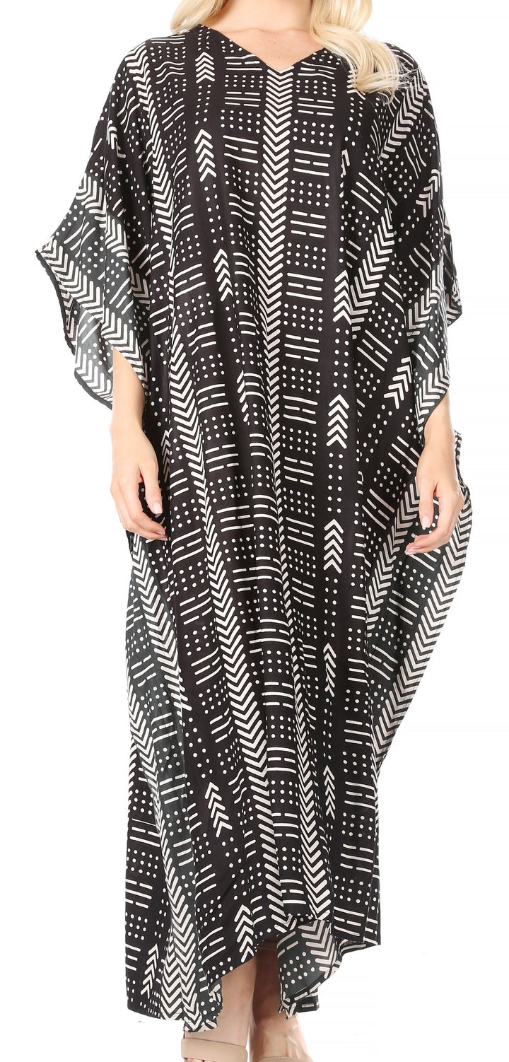 Sakkas Mera Women's Long Loose Short Sleeve Summer Casual Caftan Kaftan Dress